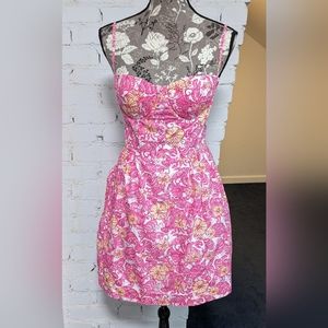 Lilly Pulitzer Pink and Yellow Floral Midi Dress